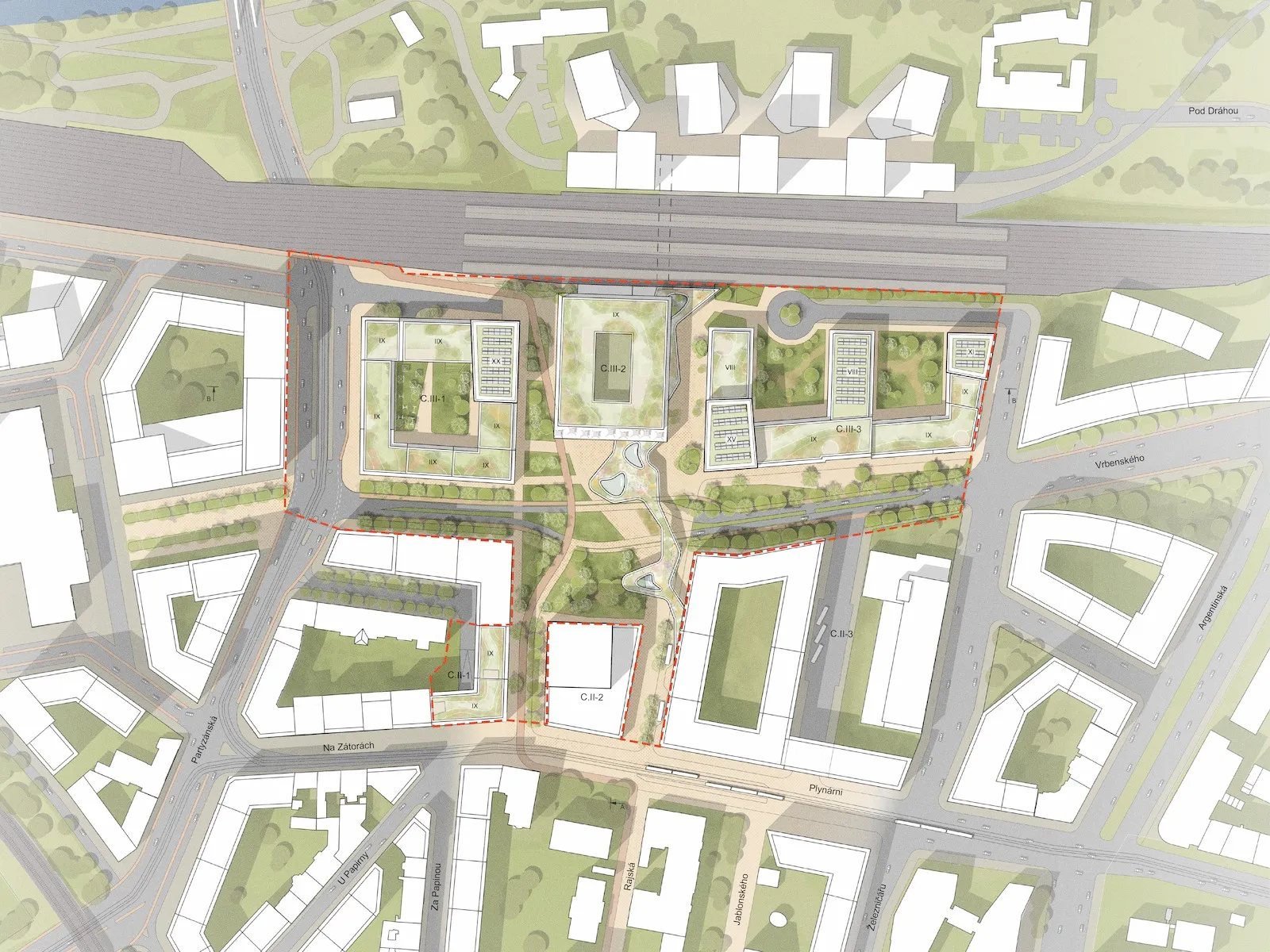 competition proposal for Nové Holešovice, source: Behnisch Architekten + CMC Architects