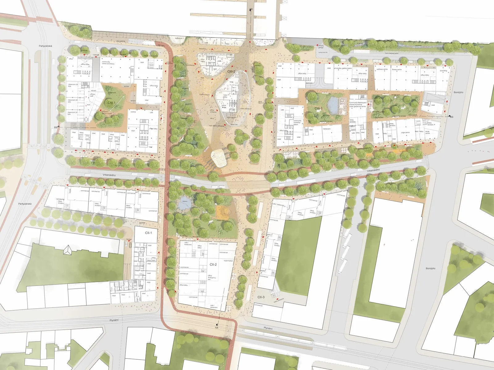 competition proposal for Nové Holešovice, source: Behnisch Architekten + CMC Architects